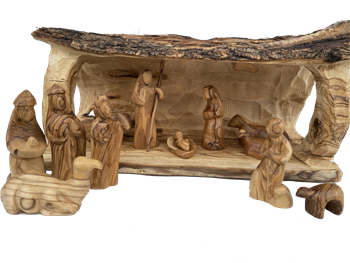 E40 - Cave grotto from root of tree with silhouette figures - 9 x 5